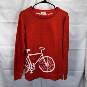 Crown & Ivy Women's Coral White Long Sleeve Sweater Size M Beachy Preppy Casual